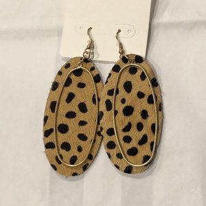 Leather Animal Print Earrings with Gold Accent